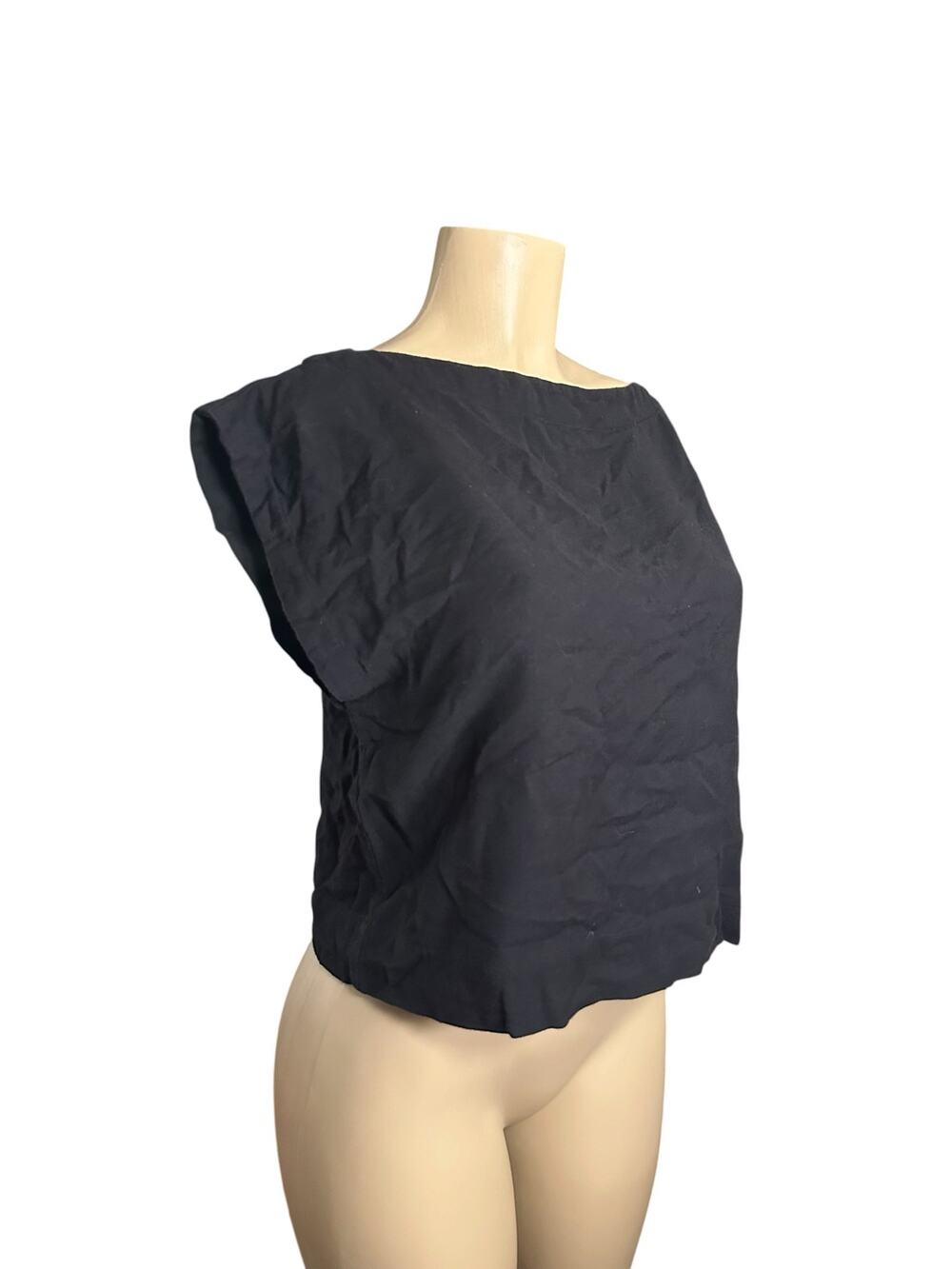 Women M Laude The Label Everyday Top Lagenlook Black Blouse Shirt Short Slv